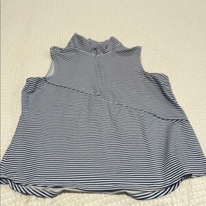 Tommy Bahama Indigo and White Asymmetrical IslandZone Tank Top